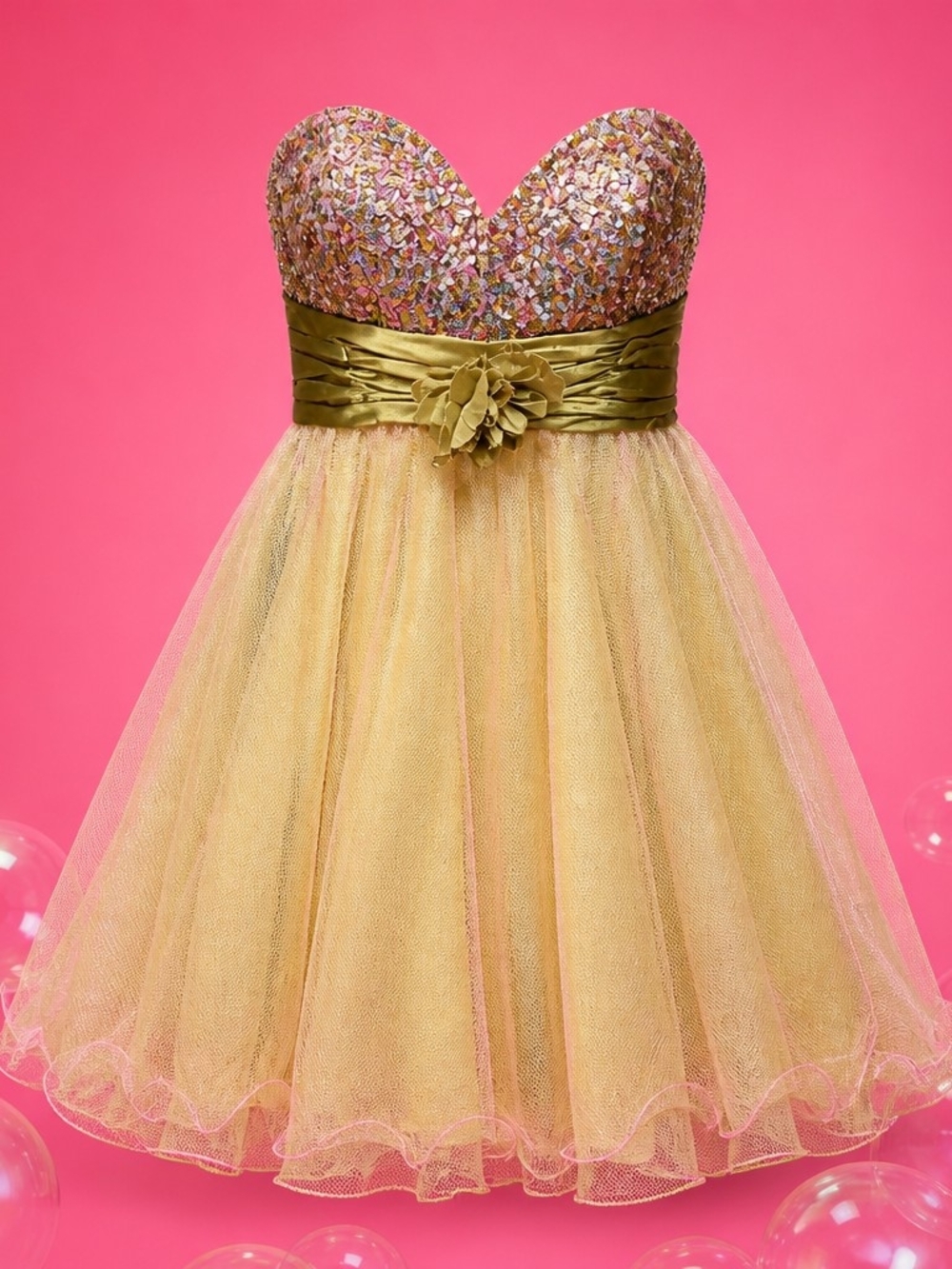 Fairytale Whimsical Princess Sparkly Pastel Sequin Tulle Homecoming Dress 4073